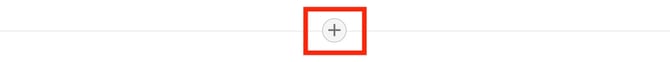 Editor row with the plus icon highlighted for adding an element.