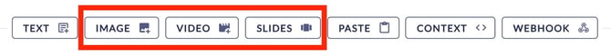 Editor selection bar with the options Image, Video and Slides highlighted.