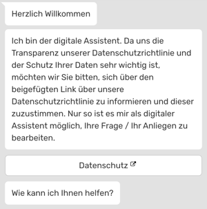 Datenschutzhinweise zu Beginn der Unterhaltung2