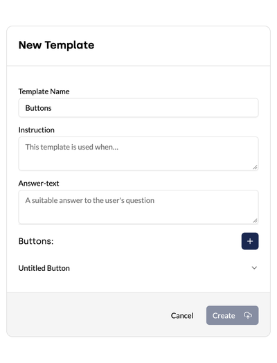 Button template with Template Name, Instruction, Answer-text and Buttons