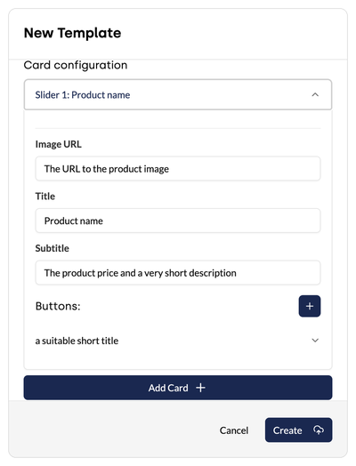 Card configuration with an expanded card